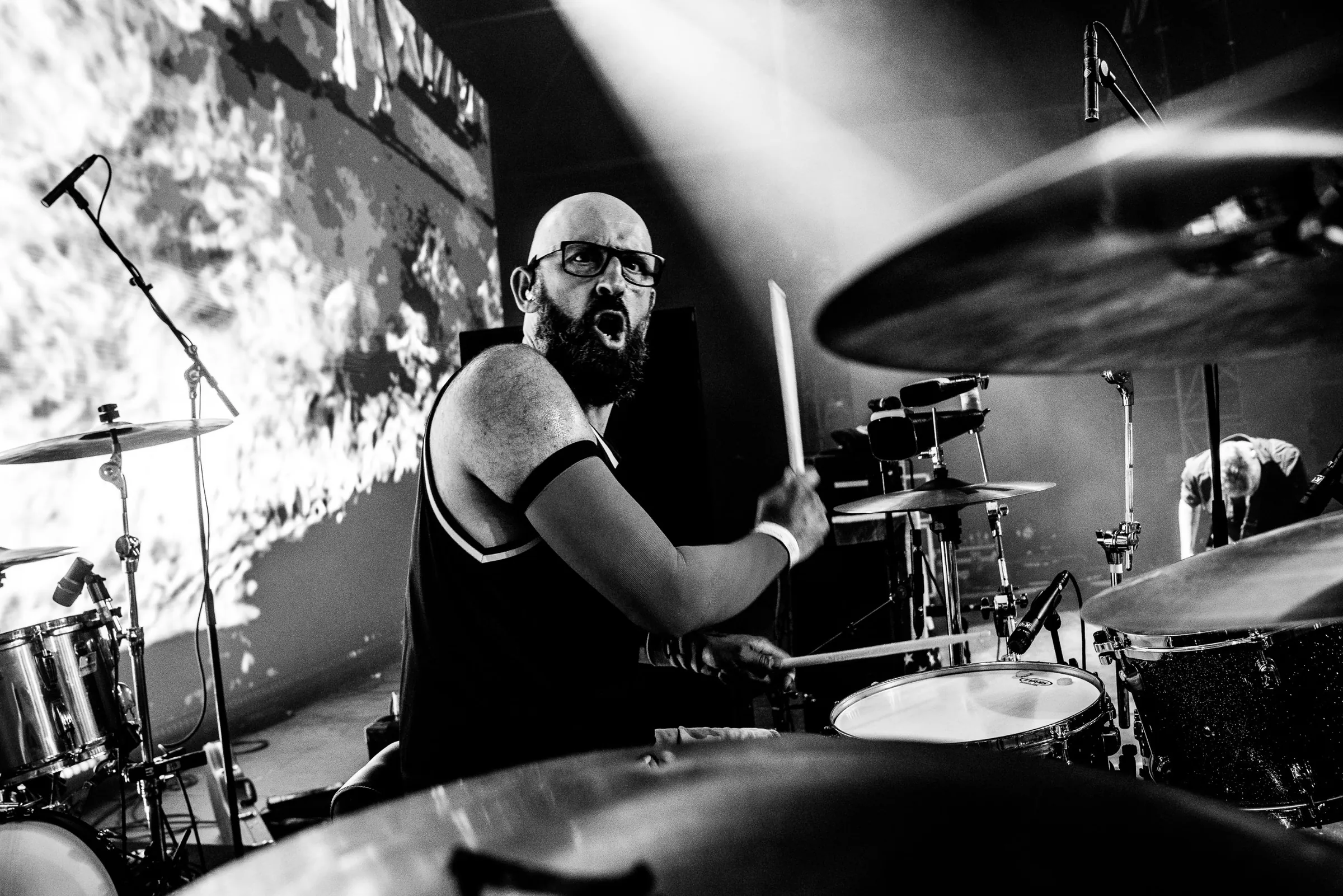 Drummer mid-song